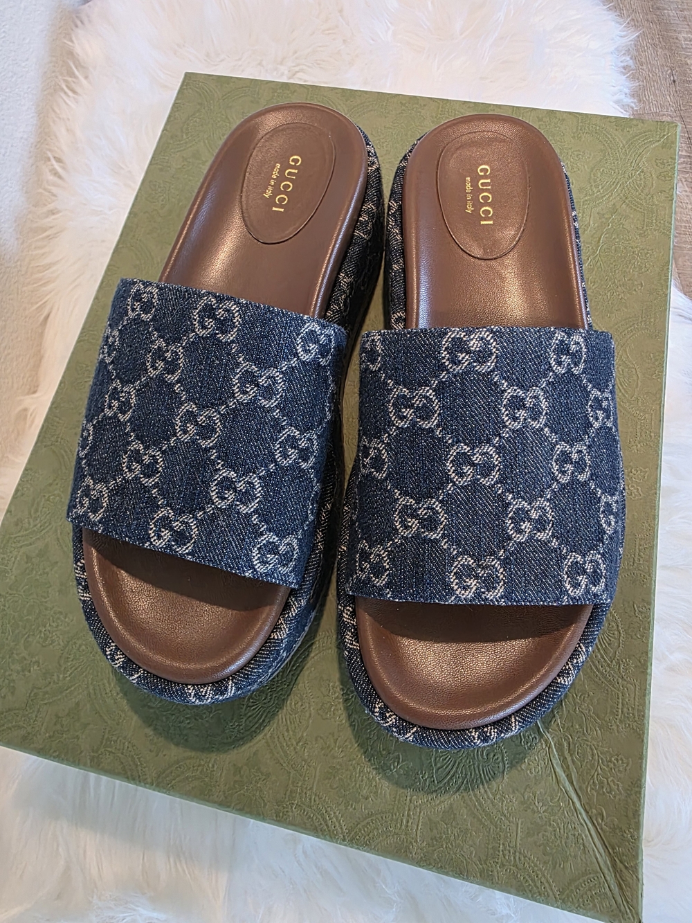 Gucci Denim GG Platform Slide Sandals - Indigo - Picture 4 of 13
